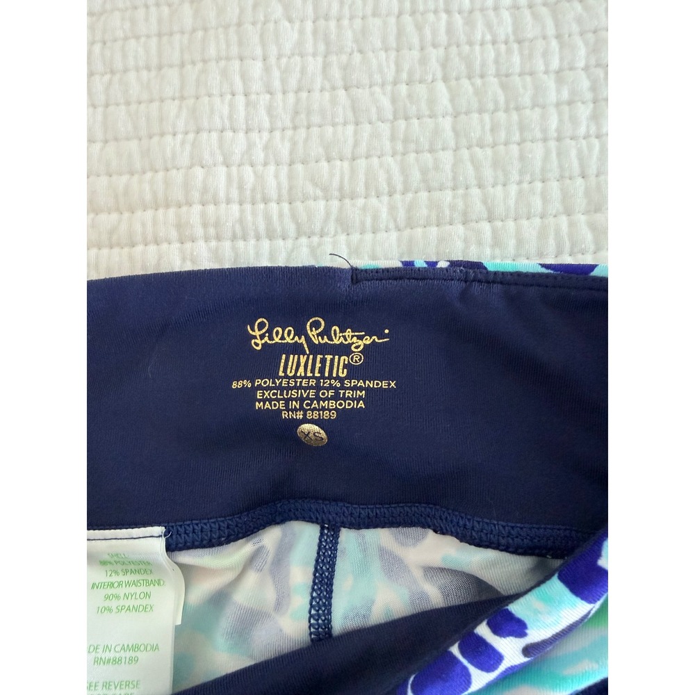 Lilly Pulitzer Luxletic Blue Teal Abstract Print Leggings XS Activewear Yoga - Picture 3 of 5